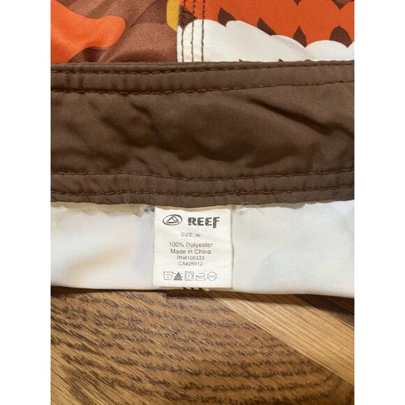 Reef Men’s Waist 36 Board Shorts Swim Trunks Groovy Orange Swimwear Authentic - Picture 12 of 13